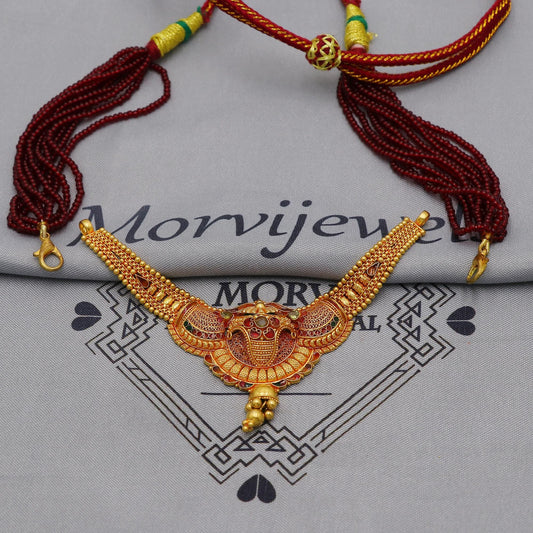 Pure 22k yellow gold small necklace, Handmade Indian Gold Necklace Jewelry for Women, K6285