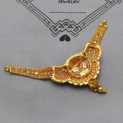 Pure 22k yellow gold small necklace, Handmade Indian Gold Necklace Jewelry for Women, K6285