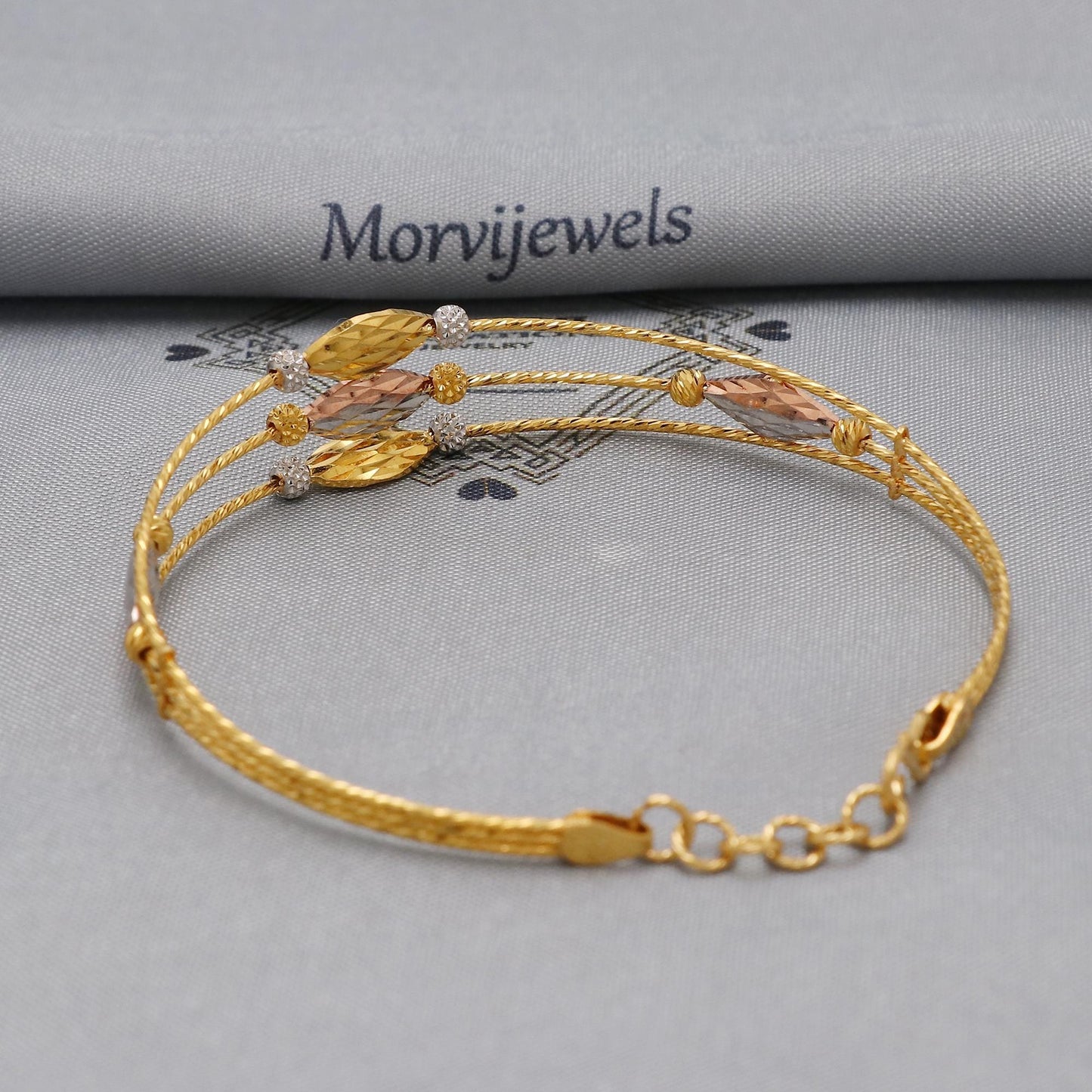 22k Gold Bangle Bracelet: Twisted Wire Design, Handmade Jewelry
