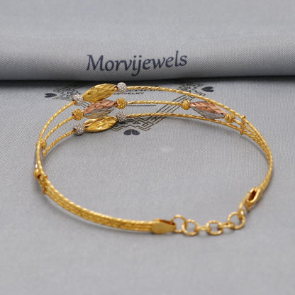 22k Gold Bangle Bracelet: Twisted Wire Design, Handmade Jewelry