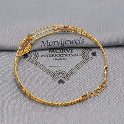 22k Gold Bangle Bracelet: Twisted Wire Design, Handmade Jewelry