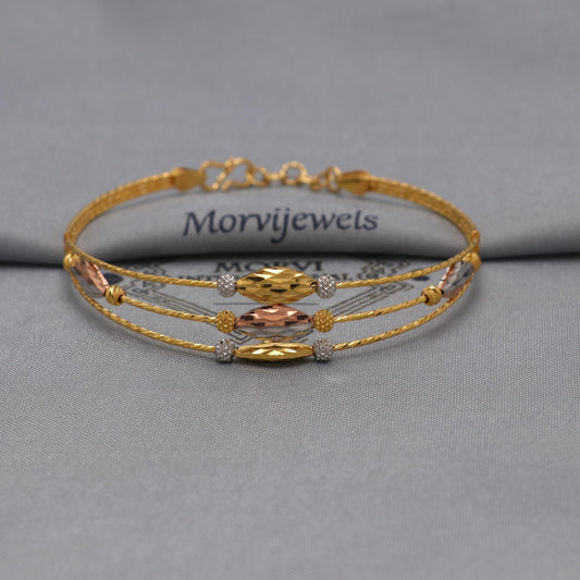 22k Gold Bangle Bracelet: Twisted Wire Design, Handmade Jewelry