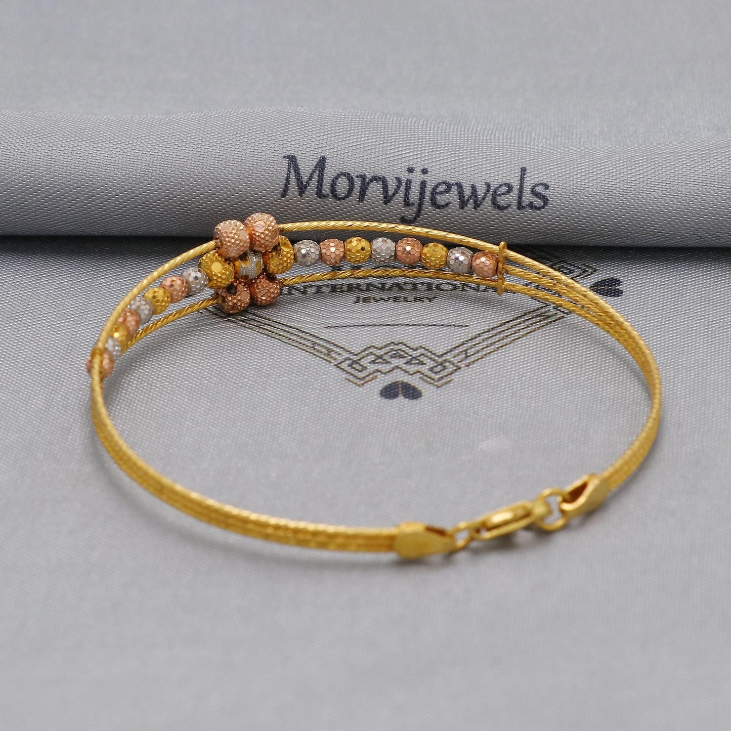 22k Gold Bangle Bracelet: Twisted Wire Design, Flexible Jewelry