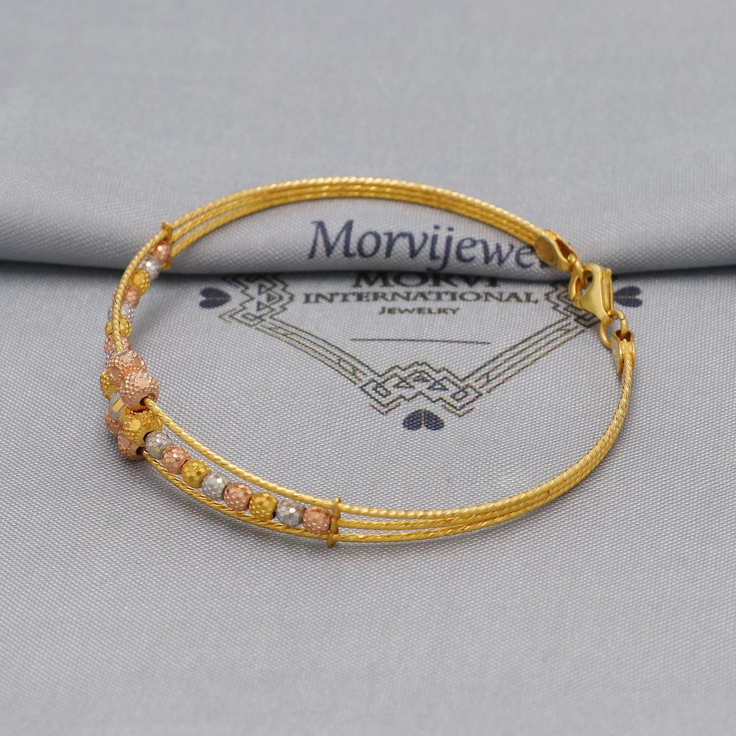 22k Gold Bangle Bracelet: Twisted Wire Design, Flexible Jewelry