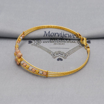22k Gold Bangle Bracelet: Twisted Wire Design, Flexible Jewelry
