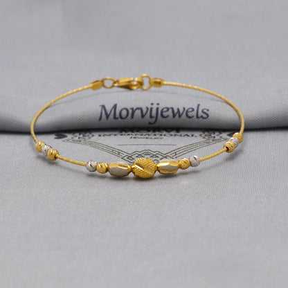 22k Gold Bangle Bracelet: Twisted Wire Design, Flexible Two-Tone Jewelry