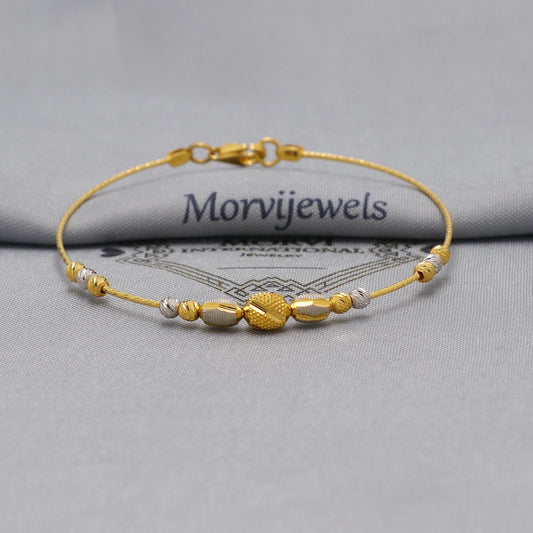 22k Gold Bangle Bracelet: Twisted Wire Design, Flexible Two-Tone Jewelry