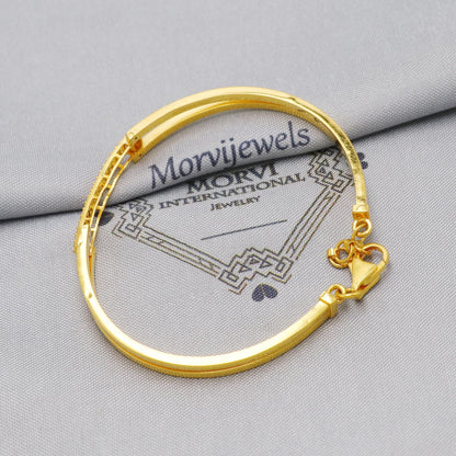 22k Gold Bangle Bracelet: AD Stone Bar, Openable Design