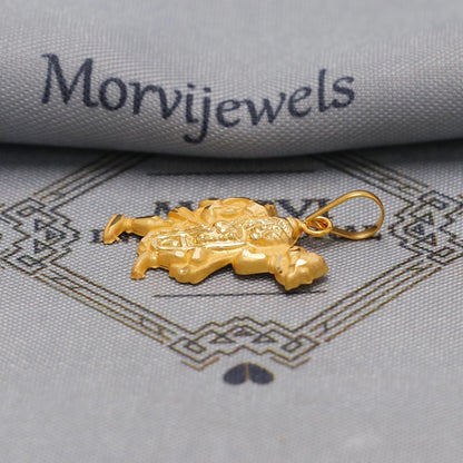 20k 18k Yellow Gold Hanuman Pendant: Indian God Balaji Jewelry