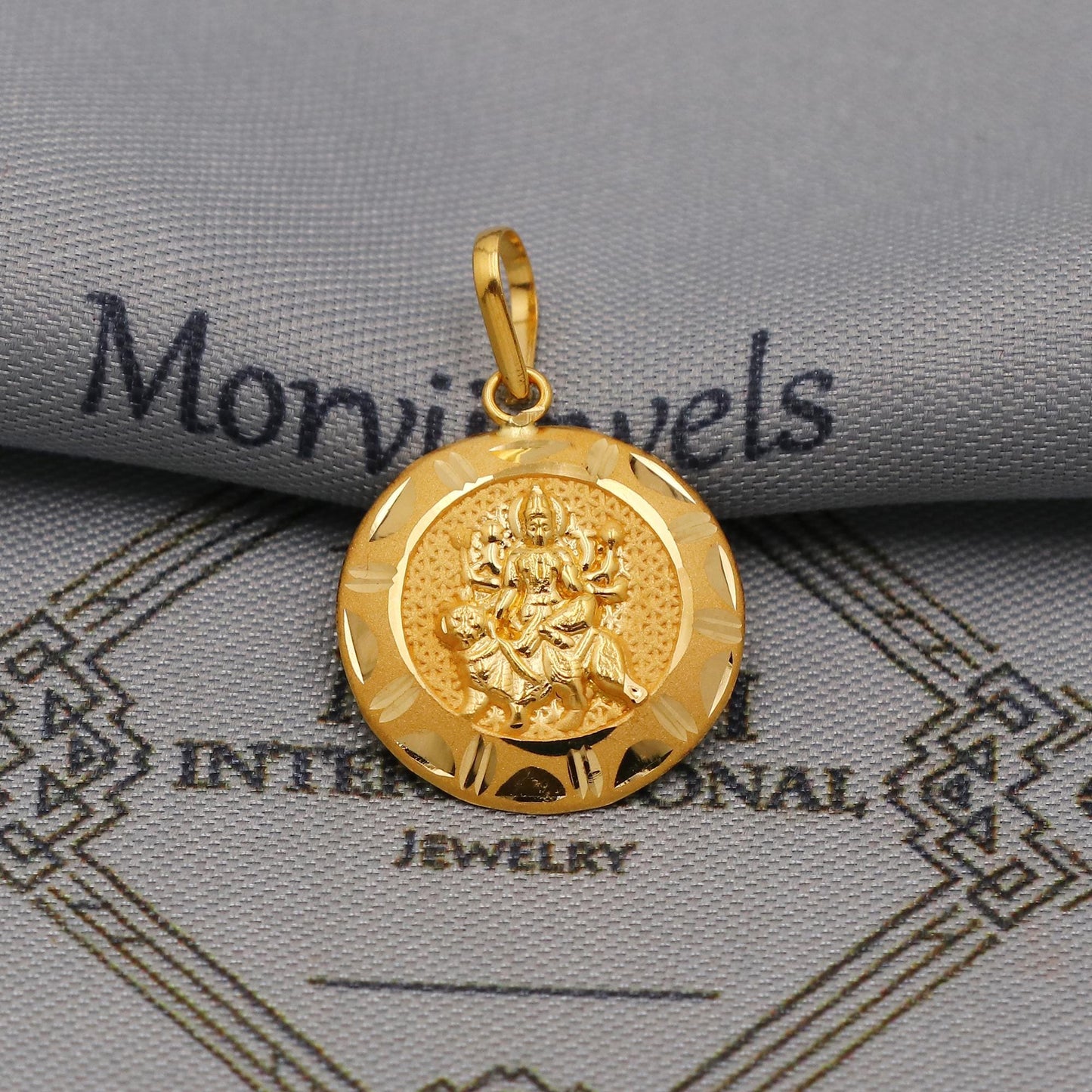 20k Gold Maa Durga Pendant: Indian Hindu Goddess Jewelry