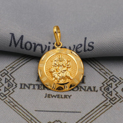 20k Gold Maa Durga Pendant: Indian Hindu Goddess Jewelry