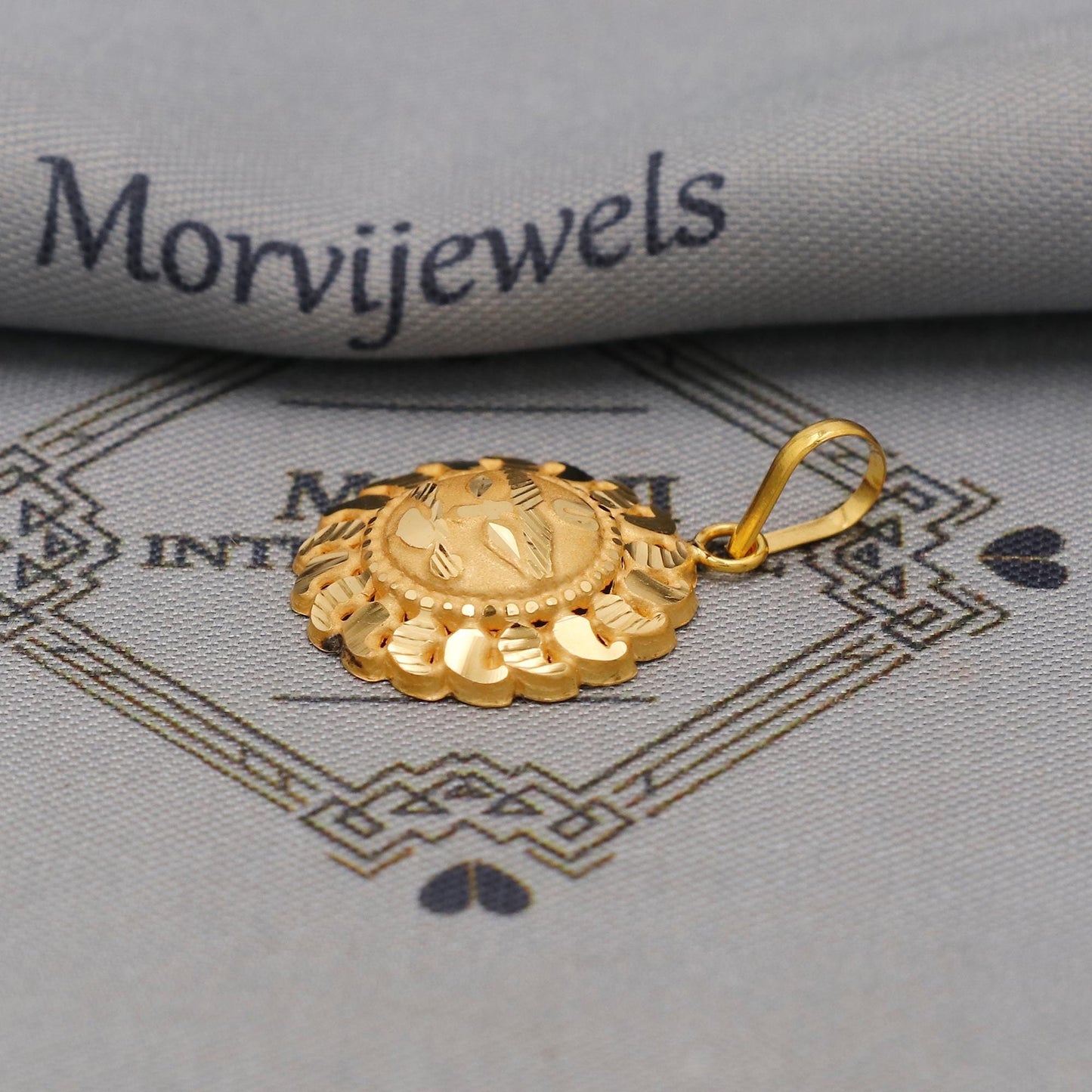 20k Yellow Gold Sun Face Pendant: Indian Surya Dev Jewelry