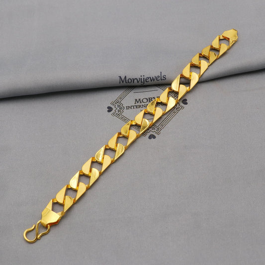22k Yellow Gold Bracelet, Handmade Indian Style Jewelry, in light weight broad design