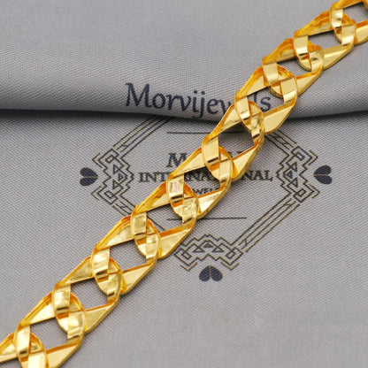 22k Yellow Gold Bracelet, Handmade Indian Style Jewelry, in light weight broad design