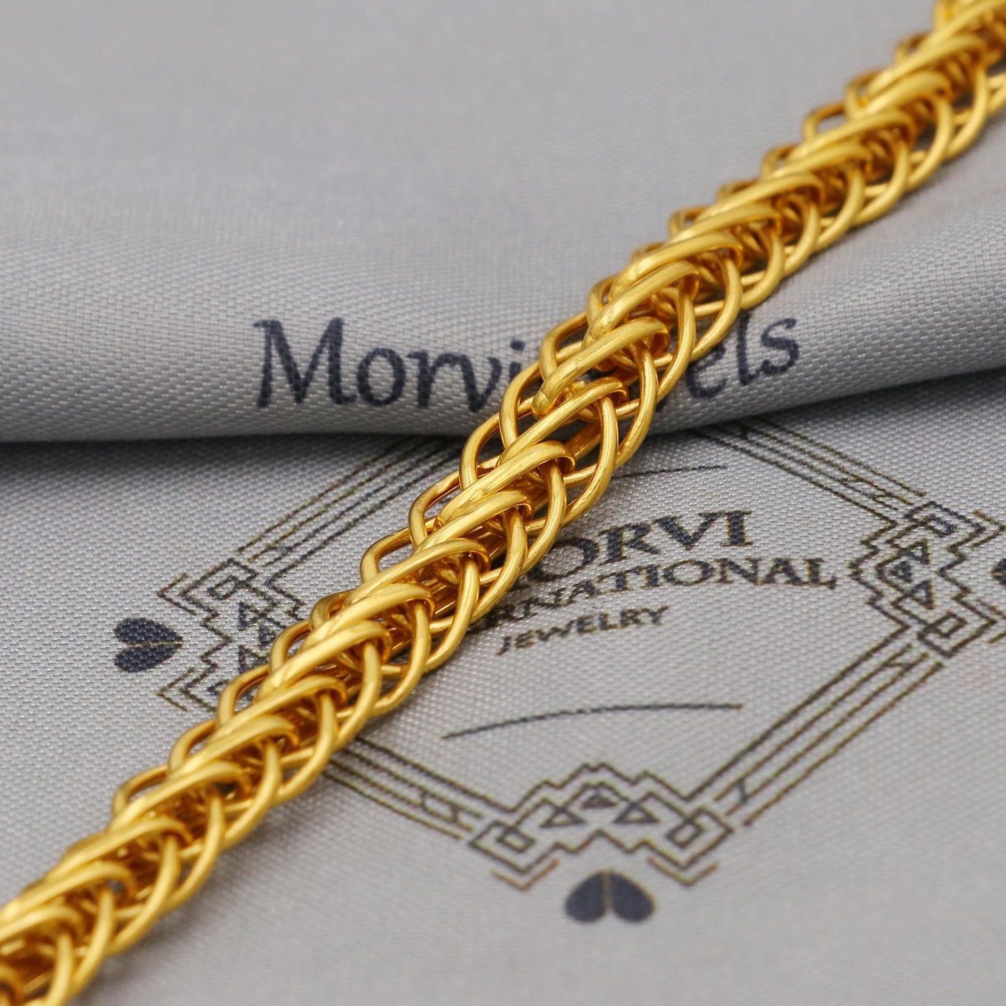 22k Gold Bracelet For Men: Interlocking Wheat Bracelet, Handmade Indian Style Jewelry