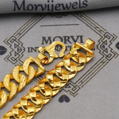 22k Gold Chain Bracelet Curb Cable style For Men: Handmade Indian Style