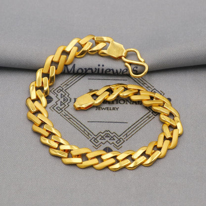 22k Gold Link Chain Bracelet For Men: Handmade Indian Style Jewelry
