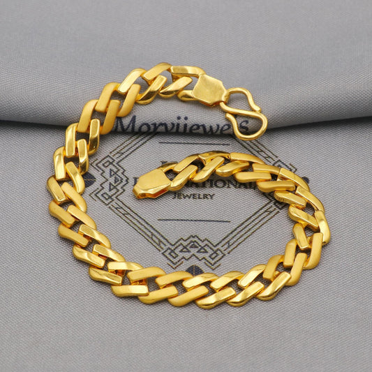 22k Gold Link Chain Bracelet For Men: Handmade Indian Style Jewelry