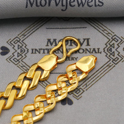 22k Gold Link Chain Bracelet For Men: Handmade Indian Style Jewelry
