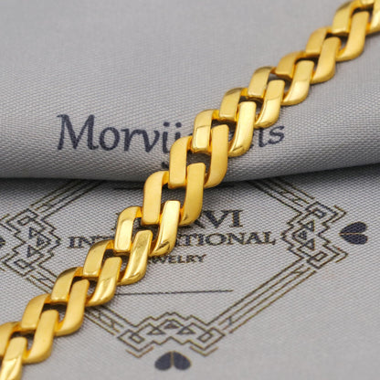 22k Gold Link Chain Bracelet For Men: Handmade Indian Style Jewelry