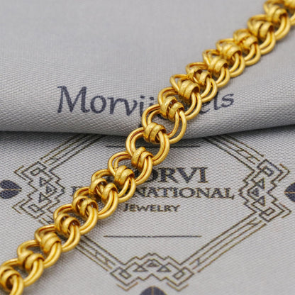 22k Gold Link Chain Bracelet For Women: Handmade Indian Style Jewelry, K6354