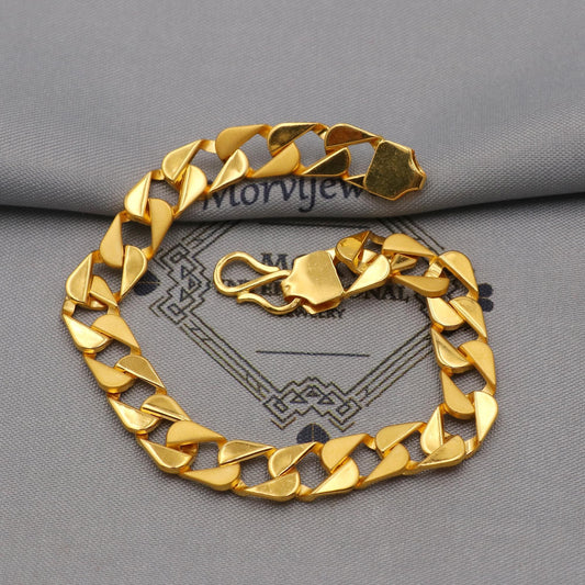 22k Gold Link Chain Bracelet For Women: Handmade Indian Style Jewelry, K6355