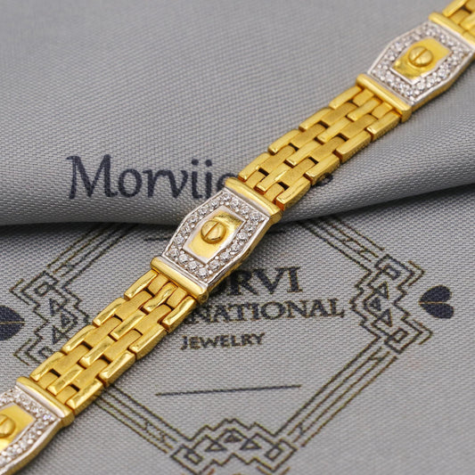 22k Gold Link Chain Bracelet: Handmade Indian Style Jewelry, K6357