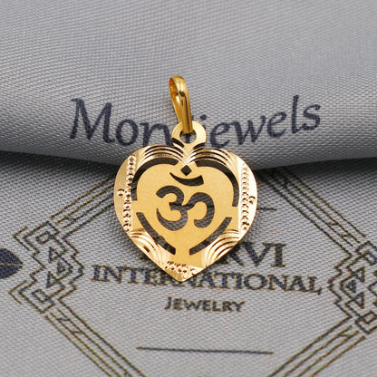 20k/18k Yellow Gold Om Pendant: Lightweight Indian Jewelry, K6360