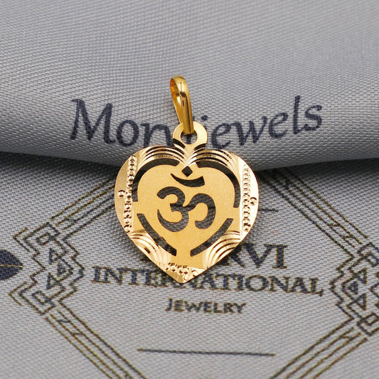 20k/18k Yellow Gold Om Pendant: Lightweight Indian Jewelry, K6360