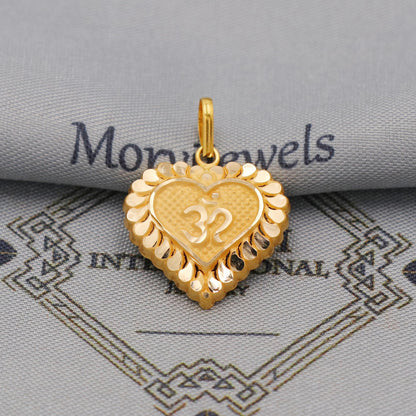 20k/18k Yellow Gold Om Pendant: Lightweight Indian Jewelry, K6361