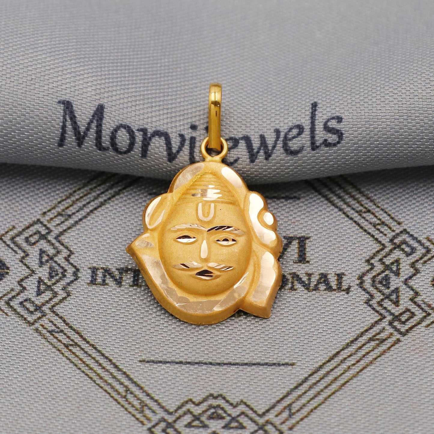 20k/18k Yellow Gold Pendant: Indian God Lord Shiva Jewelry, K6364