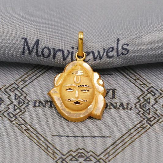 20k/18k Yellow Gold Pendant: Indian God Lord Shiva Jewelry, K6364