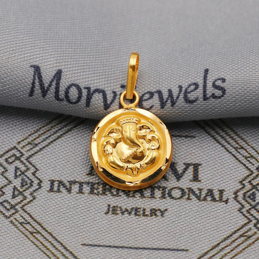 20k 18k Yellow Gold Ganesha Pendant: Lord Ganeshji Indian Hindu God Jewelry Gift, K6367