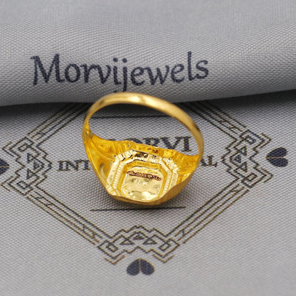 Hand Carved 22k solid gold ring handmade jewelry, Vintage Antique Style Indian Ring, Light Weight Gold Jewelry, K6374