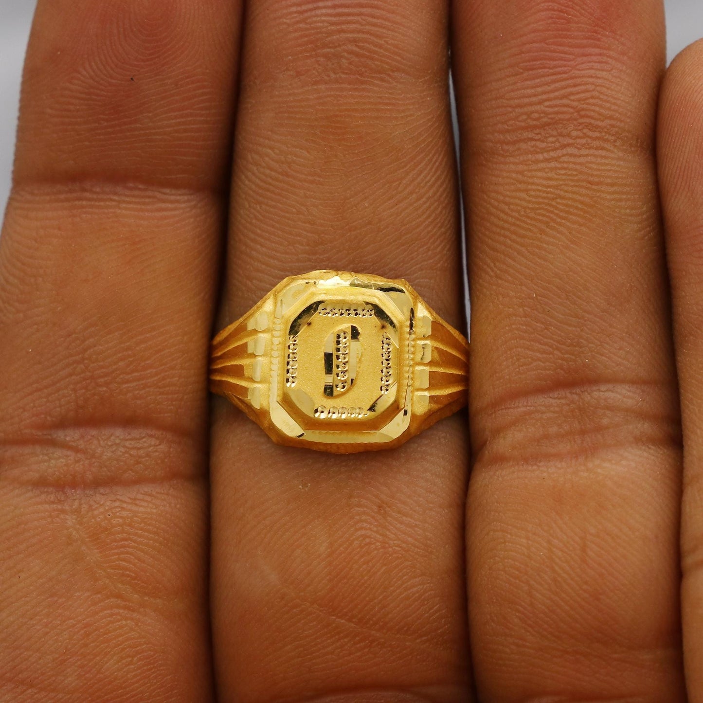 Hand Carved 22k solid gold ring handmade jewelry, Vintage Antique Style Indian Ring, Light Weight Gold Dainty Jewelry, K6380