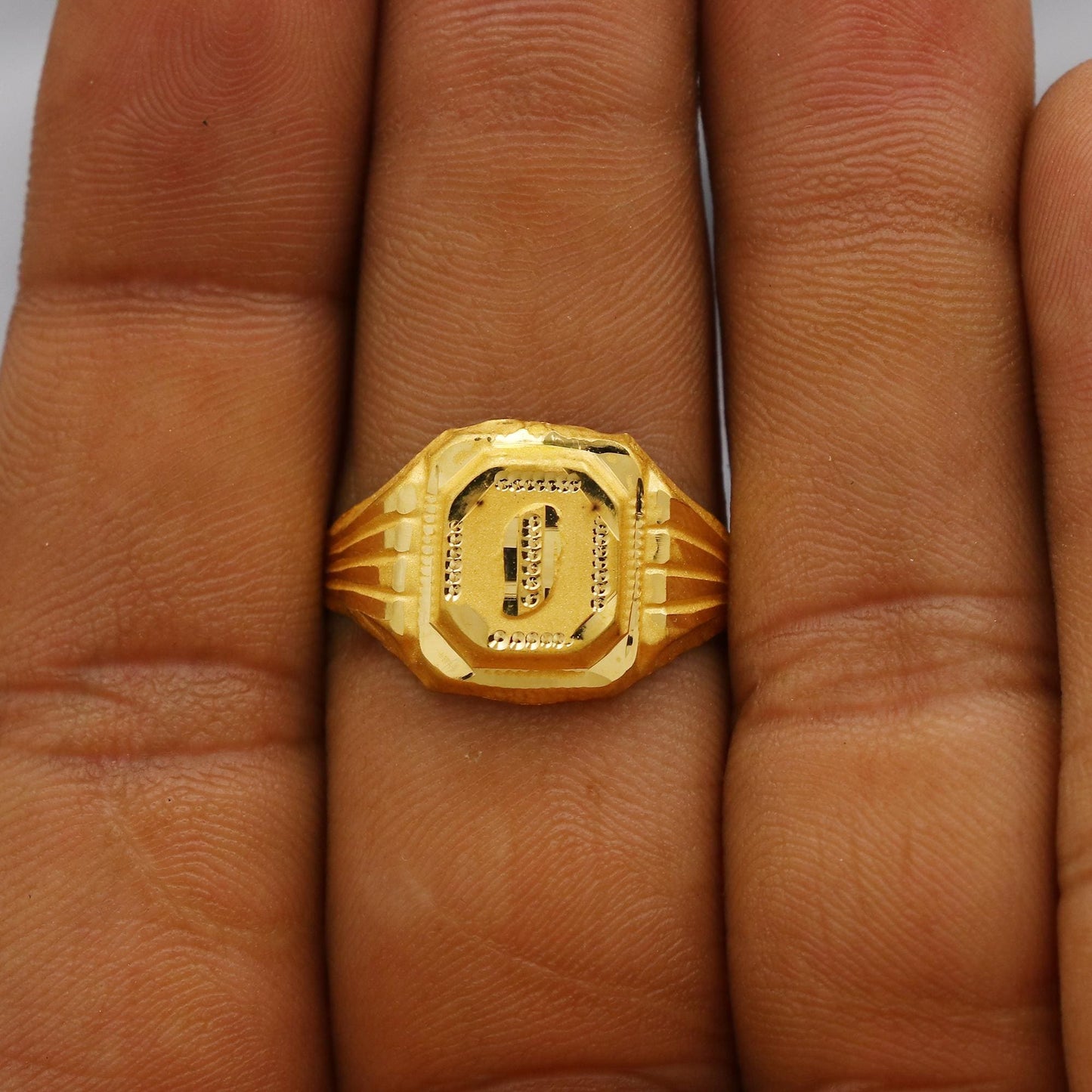 Hand Carved 22k solid gold ring handmade jewelry, Vintage Antique Style Indian Ring, Light Weight Gold Dainty Jewelry, K6380