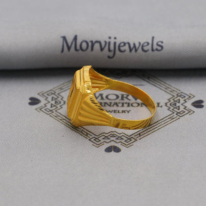Hand Carved 22k solid gold ring handmade jewelry, Vintage Antique Style Indian Ring, Light Weight Gold Dainty Jewelry, K6382