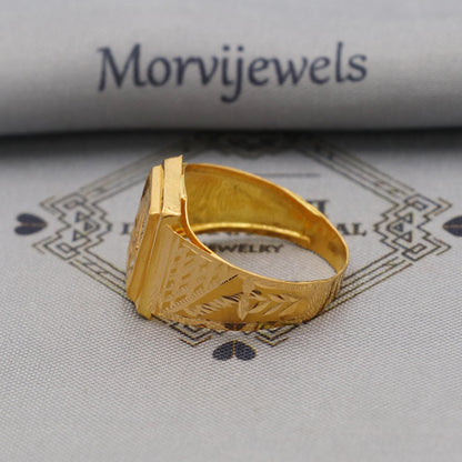 Hand Carved 22k solid gold ring handmade jewelry, Vintage Antique Style Indian Party Ring, Solid Gold Jewelry, 22kt Gold Ring, K6385