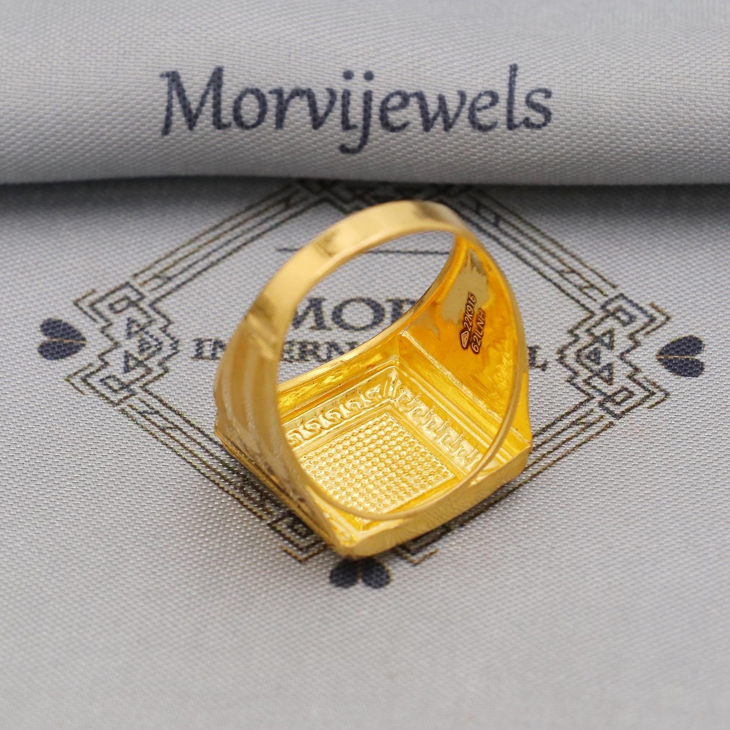 Hand Carved 22k solid gold ring handmade jewelry, US Dollar symbol Party Ring, Solid Gold Jewelry, 22kt Gold Ring, K6386