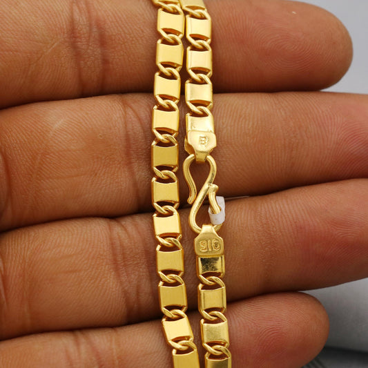 Beautiful 22k Yellow Gold Chain Necklace Gift , all sizes, 22k karat 22kt 22ct Indian Gold Handmade chain necklace Jewelry for gift, K6389