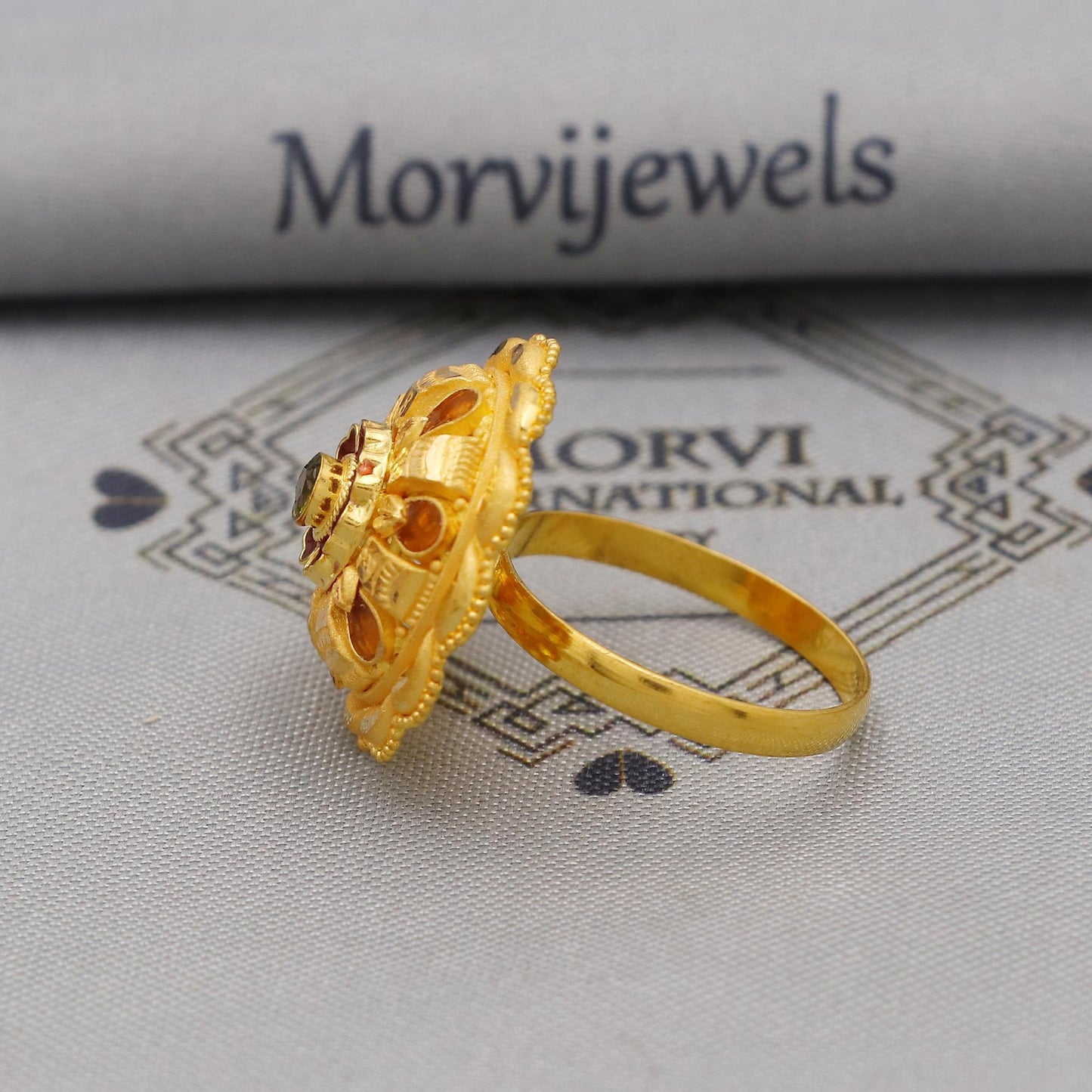 Pure Solid 22k Yellow Gold Ring Size 6 7 8, and All Size, Hand Carved Gold Ring, Indian Gold Ring, Handmade Gold Ring for Women, Round Ring