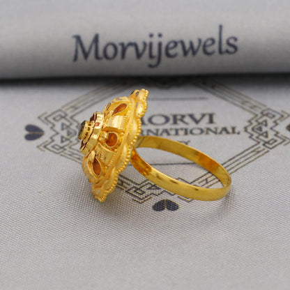 Pure Solid 22k Yellow Gold Ring Size 6 7 8, and All Size, Hand Carved Gold Ring, Indian Gold Ring, Handmade Gold Ring for Women, Round Ring