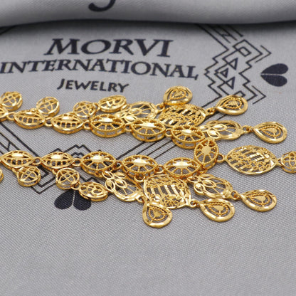 Light Weight Filigree 22k Yellow Gold Necklace Handmade Pure Gold Classic Jewelry Set, Women Gold Jewelry, Wedding Party Necklace, K6460