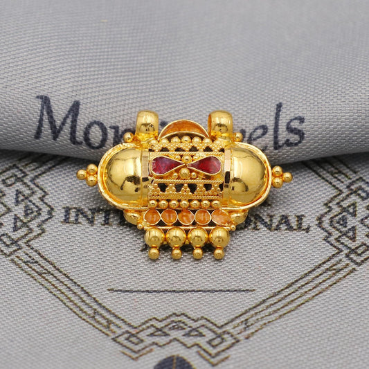 Pure 22k Gold Pendant with dangling beads Jewelry, Traditional Indian Vintage design Gold Jewelry, K6408