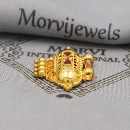 Pure 22k Gold Pendant with dangling beads Jewelry, Traditional Indian Vintage design Gold Jewelry, K6408