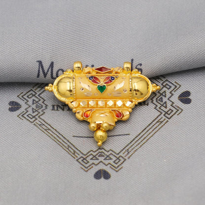 Pure 22k Gold Pendant with dangling beads Jewelry, Traditional Indian Vintage design Gold Jewelry, K6413