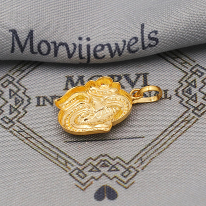 20k 18k Yellow Gold Ganesha Pendant: Lord Ganeshji Om Indian Hindu God Jewelry Gift, Light weight thin locket in pure gold, K6432