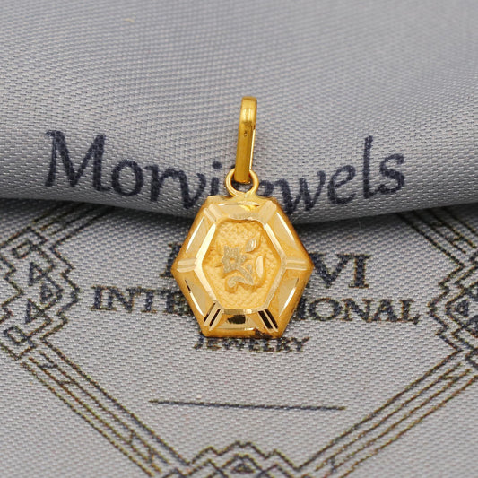 20k 18k Yellow Gold Pendant: Light Weight Indian Vintage Art Jewelry Gift, K6433