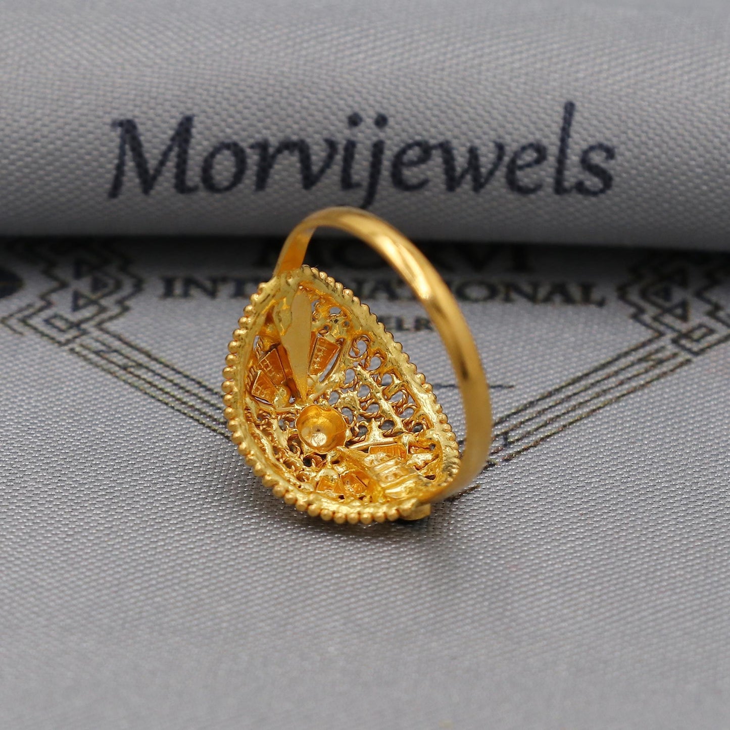 Women 22k Gold Dome Vintage Designer Unique New Gold Ring, Solid Gold 22k Ring, Rajasthani Indian Jewelry, Filigree Oval Shape Ring, K6119
