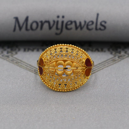 22k Gold Gold Ring, Dome Vintage Designer Unique New Solid Gold 22k Ring, Rajasthani Indian Jewelry, Filigree Oval Shape Ring, K6120